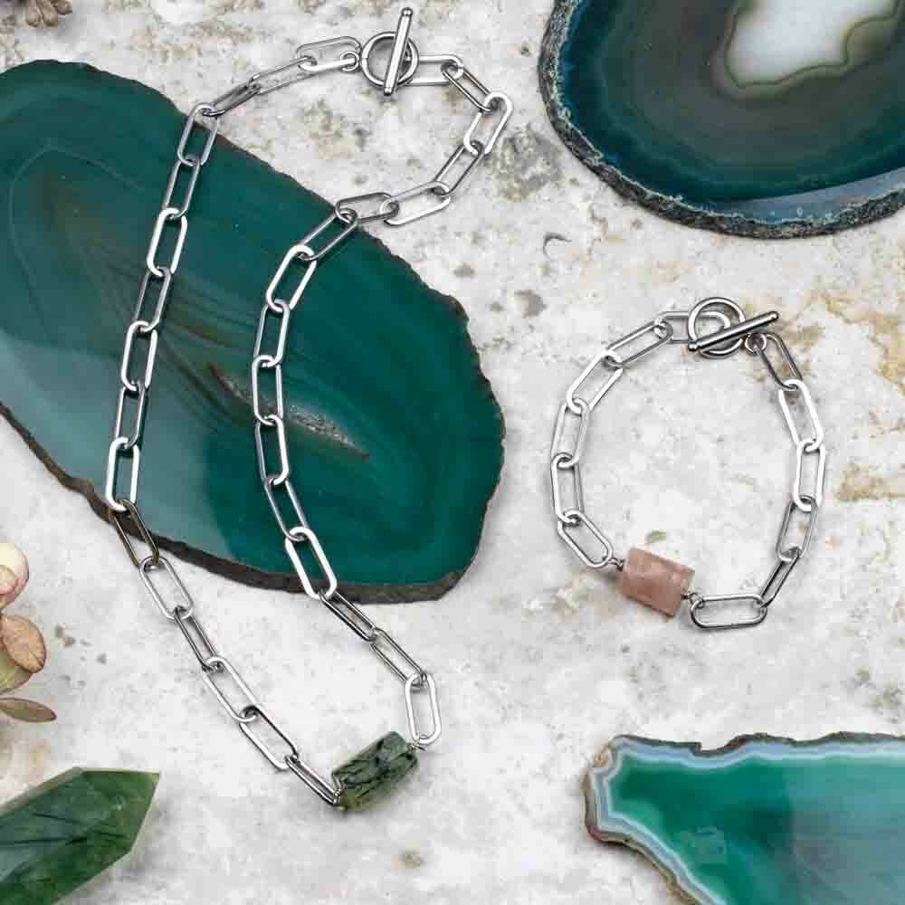 Gemstone Tube & Paper Clip Chain Jewelry Gemstone Tube & Paper Clip Chain Jewelry