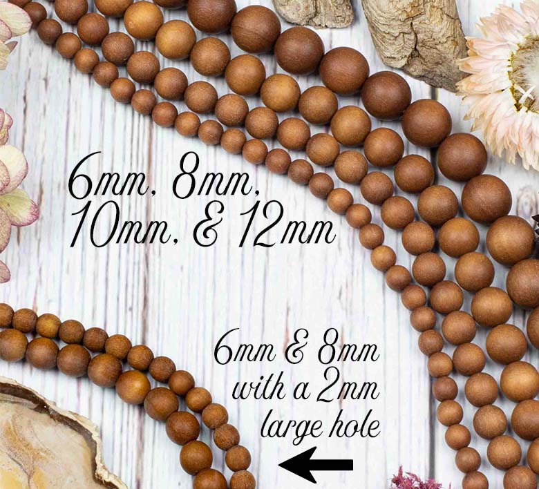 4 Sizes Natural Sandalwood Beads, Medium Brown Dyed Sandal Wood , 4mm 6mm  8mm 10mm Beads, Round Wooden Beads, Jewelry Supplies 