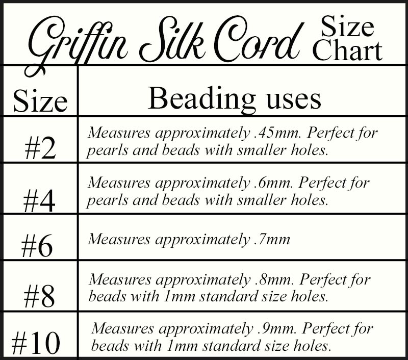 Griffin Silk Beading Cord & Needle Size 2 Brown, Women's, White