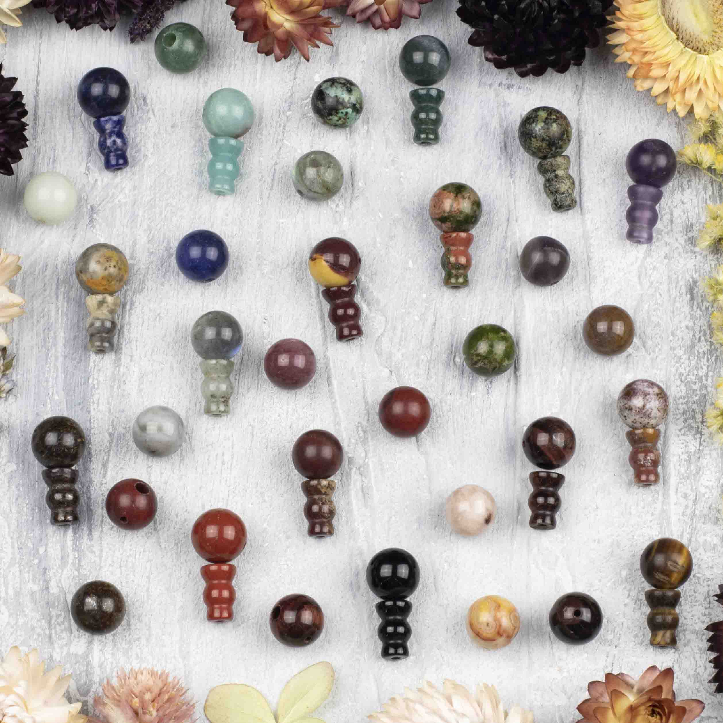 EEE ELECRELIVE 10 Sets Natural Stone Buddhist Mala Guru Bead Set 10mm 3 Hole Gemstone Indian Agate Energy Stone Prayer Bead For Mala Bracelet Rosary Necklace Jewelry Making