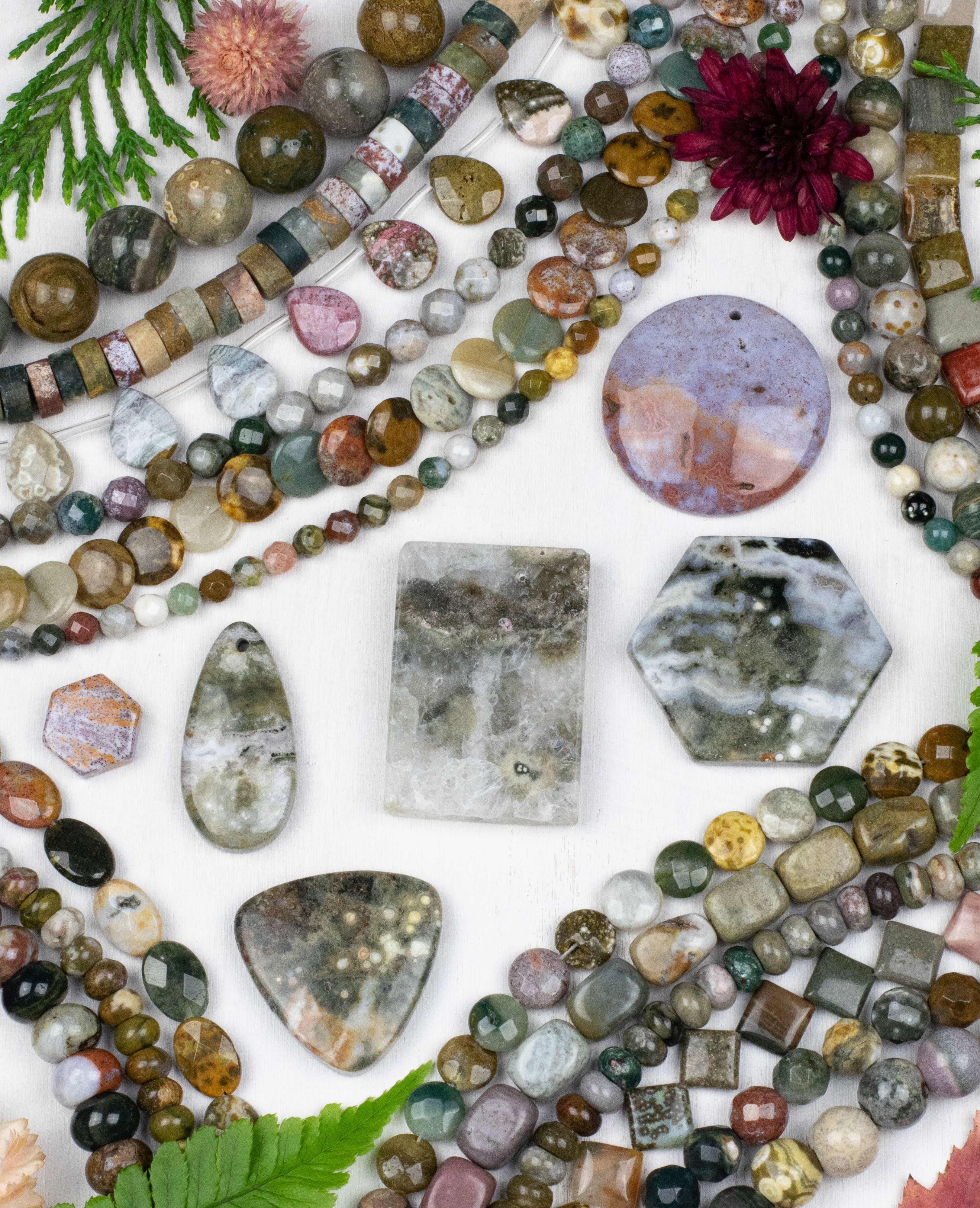 Ny6design Hexagon Labradorite Gemstone Pendant Beads - 15mm Nugget Shape - Multi-Color