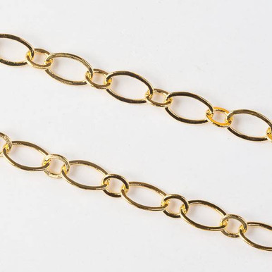 Gold Brass Chain with 4x5mm Textured Soldered Oval Links - chain280SFQWg-sp  - 25 yard spool