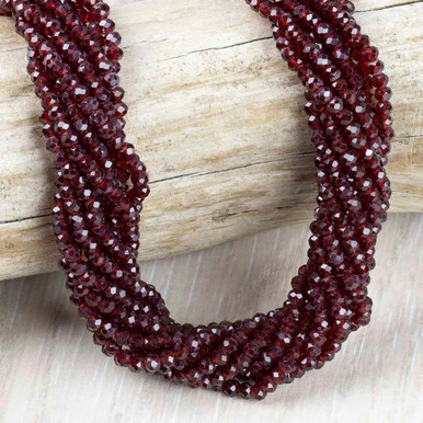 Crystal Beads Rondelle Beads, Ruby Red, 14 inch strand