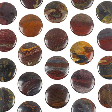 Red Tiger Iron Jasper 35mm Top Drilled Coin Pendant - 1 per bag