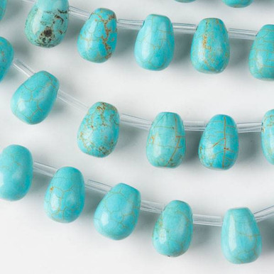 Turquoise Howlite 8x10mm Top Drilled Teardrop Beads - 15 inch strand