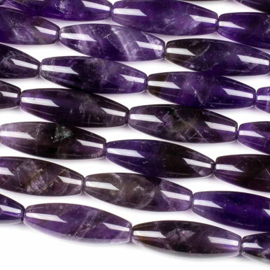 Amethyst 10x30mm Rice Beads - 8 inch strand