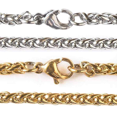 Stainless Steel 3mm Spiga/Wheat Chain Necklace