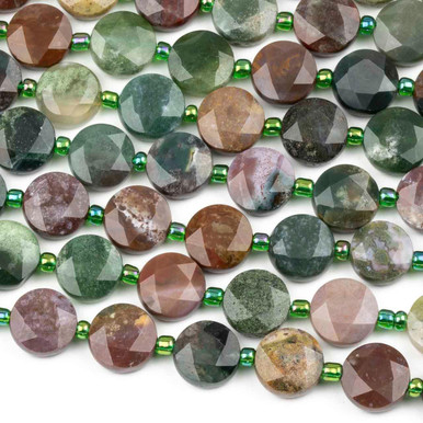 Fancy Jasper 10mm Faceted Hexagonal Cut Coin Beads - 8 inch strand ...