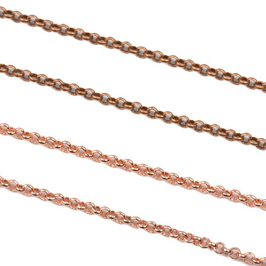 Copper Plated Brass Rolo Chain - Soldered 2mm Round Links, 2 meters