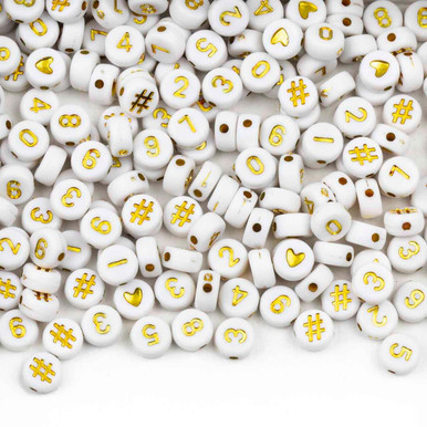 Number Beads - 7mm Acrylic Coin Beads Double-sided Flat Round, Gold ...