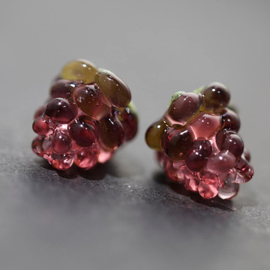 Handmade Lampwork Glass Beads - 11x12mm Purple Raspberry, 2 per bag