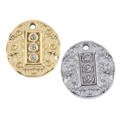 Cubic Coin 304 Stainless Steel 13x14mm Hammered Coin Charms with 3 Clear Cubic ...