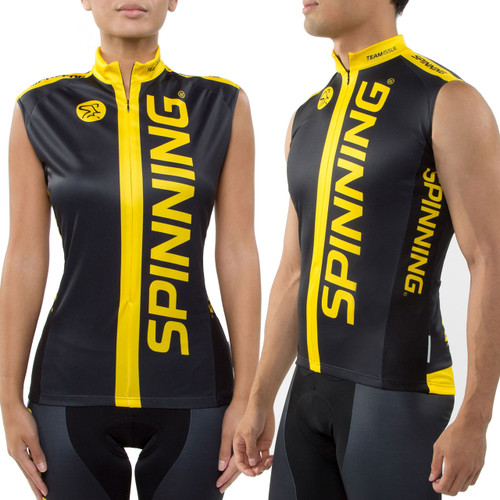 yellow sleeveless cycling jersey