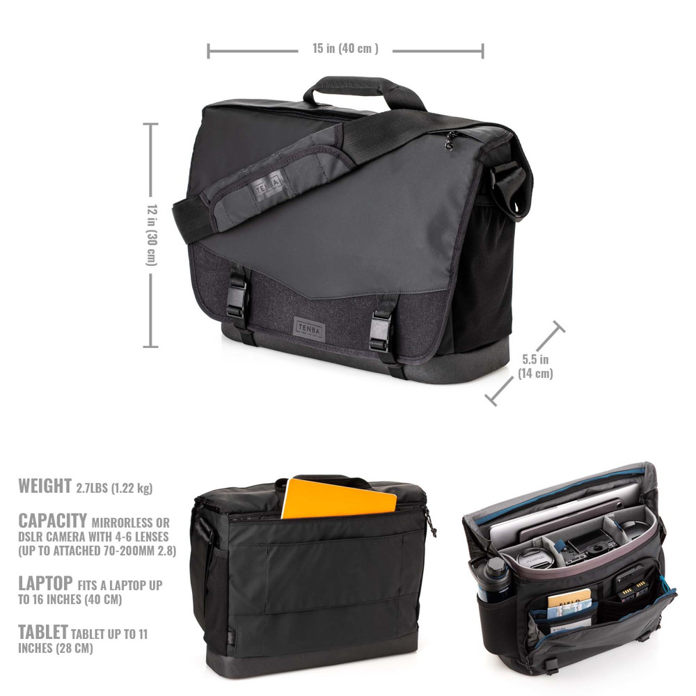 DNA 16 Slim Messenger Bag - Black