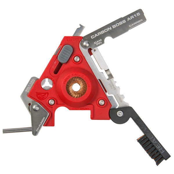 Real Avid Multi-Tool, Carbon Boss AR15, 16 Precision Tools, Scrapers/Brushes, BCG Carbon Removal, Includes Nylon Sheath AVCARBAR15