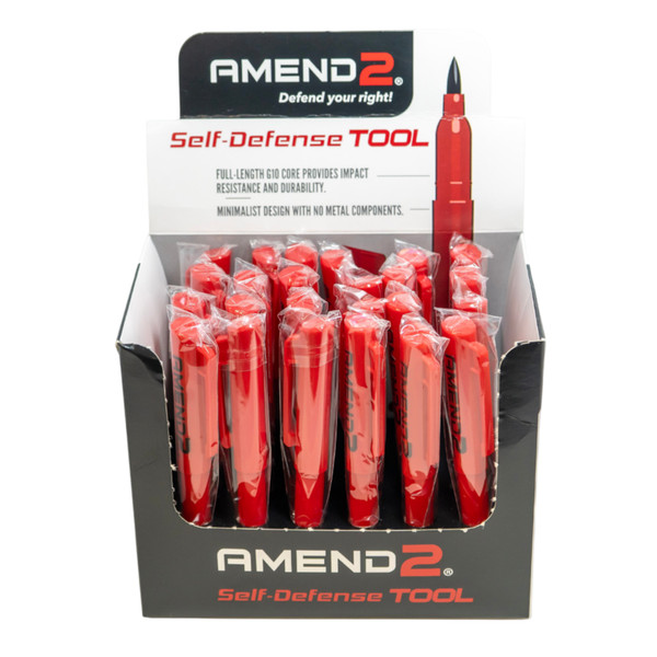 Amend2 G10 Self Defense Pen V3, Red, Display with 24 Pens SDTOOLDISP