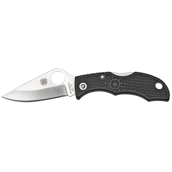 Spyderco Ladybug 3, 1.94" Folding Knife, VG-10, Plain, Clip Point, Circle Thumb Hole, Black FRN, Box LBKP3