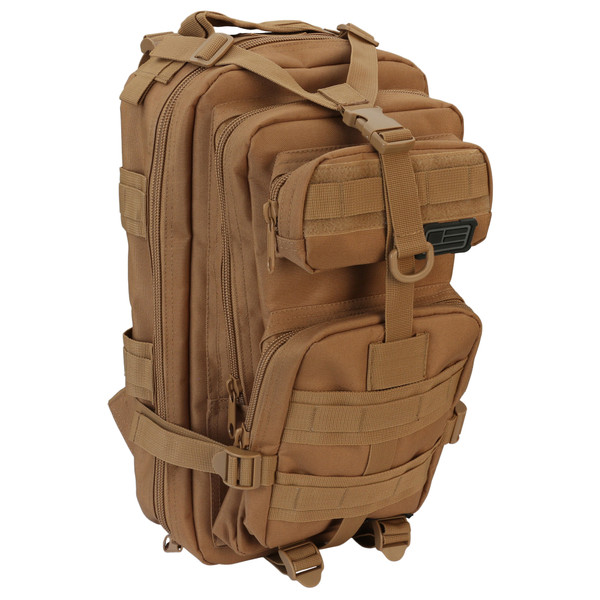 Evolution Outdoor Assault Pack, Tactical Backpack, Polyester, Padded Straps, MOLLE Webbing, Hook and Loop Panel, Coyote 51315-EV