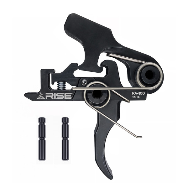 Rise Armament Two-Stage, Trigger, Fits AR Style Rifles, Nitride Finish, Black, Includes Mil-Spec Trigger and Hammer Pins RA-100