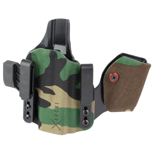 Safariland INCOG-X, Joint Collaboration with Haley Strategic, Inside the Waistband Holster, Fits Glock 17/19, Integrated Magazine Caddy, Microfiber Suede Wrapped Boltaron Construction, Woodland Camo, Right Hand 1341348