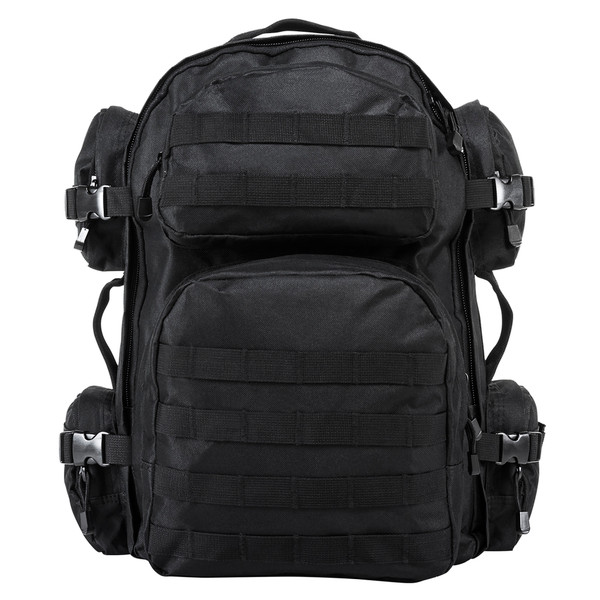 NcSTAR Tactical Backpack, 18" x 12" x 6" Main Compartment, Nylon, Black, Adjustable Shoulder Straps, Exterior PALS/ MOLLE Webbing, Hydration Bladder Compatible CBB2911