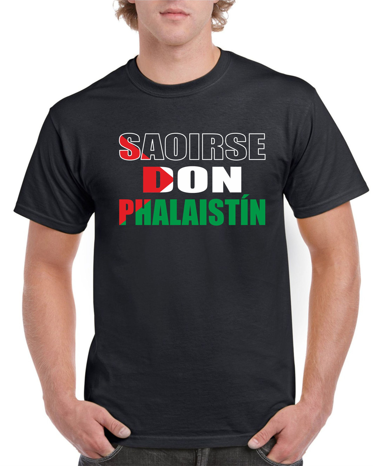 Saoirse don Phalaistín black t-shirt
