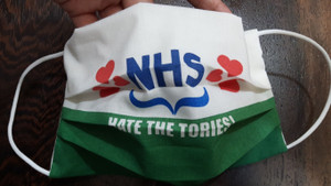 Love the NHS 
Hate the Tories cotton facemasks