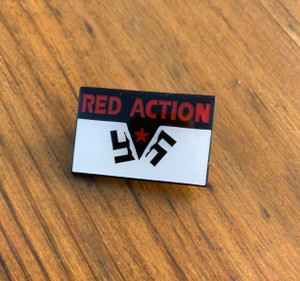 Red Action Beating the Fascists enamel badge Red Action Beating the Fascists enamel badge