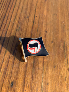Anti-Fascist Flag black enamel badge size 25 mm Anti-Fascist Flag black enamel badge size 25 mm