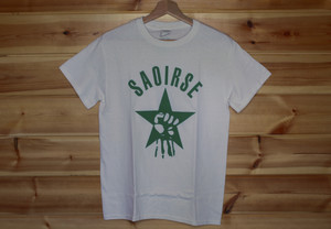 Saoirse one colour hand screen printed white t-shirt