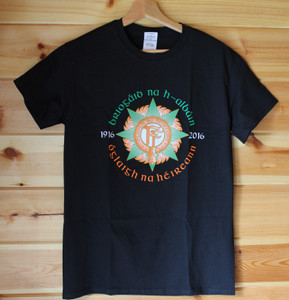 Briogaid na h-Albain OnahE Easter Rising t-shirt
Five colour hand screen printed black t shirt Briogaid na h-Albain OnahE Easter Rising t-shirt
Five colour hand screen printed black t shirt