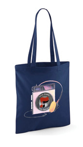 Love Music Hate Fascism Walkman navy cotton tote bag