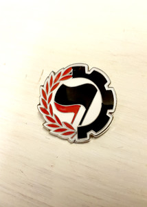 ANTIFA - Anti-Fascist Action - Black/Red - Anarchist Cog Badge ANTIFA - Anti-Fascist Action - Black/Red - Anarchist Cog Badge