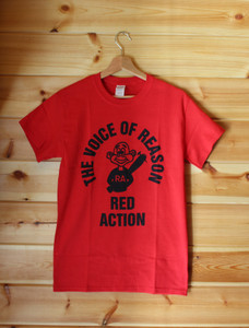 The Voice of Reason - Red Action one colour hand screen printed red t-shirt The Voice of Reason - Red Action one colour hand screen printed red t-shirt