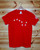 Red Starry Plough one colour front and back hand screen printed t-shirt.