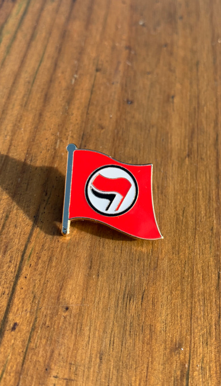 Anti-Fascist Flag red enamel badge size 25 mm