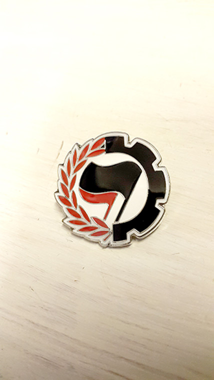 ANTIFA - Anti-Fascist Action - Black/Red - Anarchist Cog Badge