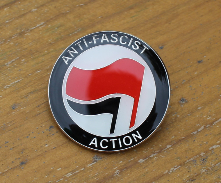 ANTI FASCIST ACTION Red/Black enamel badge