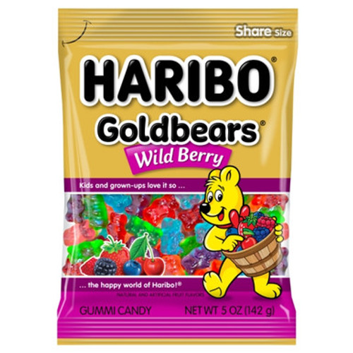 Haribo Gold Bears Wild Berry Gummy Candy 5 Ounce 12 Count Peg Bag