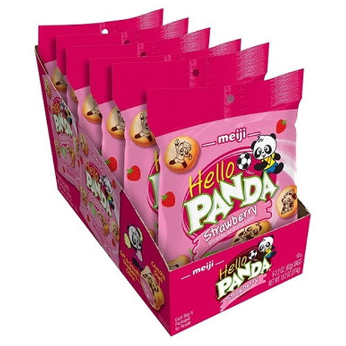 Hello Panda Strawberry Meiji 2.2 Ounce 6 Count