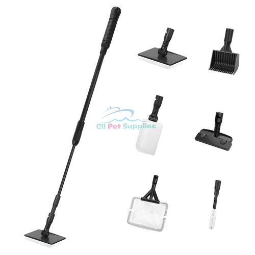 AQUANEAT Fish Tank Cleaning Tools, 6 in 1 Aquarium Cleaning Tools, including Algae Scraper, Sponge Pad, Fish Net, Gravel Rake and Cleaning Brush