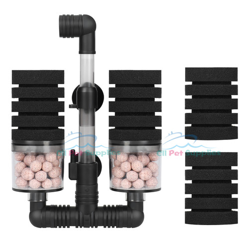 AQUANEAT Sponge Filter, Aquarium Sponge Filter with Ceramic Media Balls, for Betta Fry Shrimp Tank, with 2 Spare Sponges