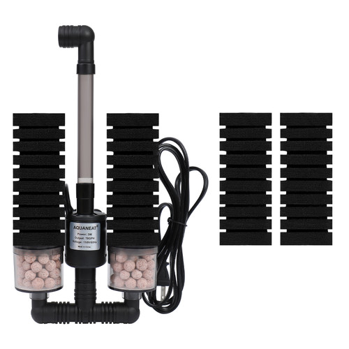 AQUANEAT Sponge Filter, Aquarium Sponge Filter with Pump, Electric Filter with 2 Extra Sponges