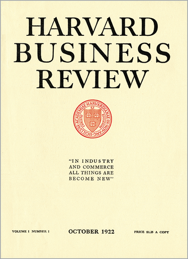 Harvard Business Review, October 1922
