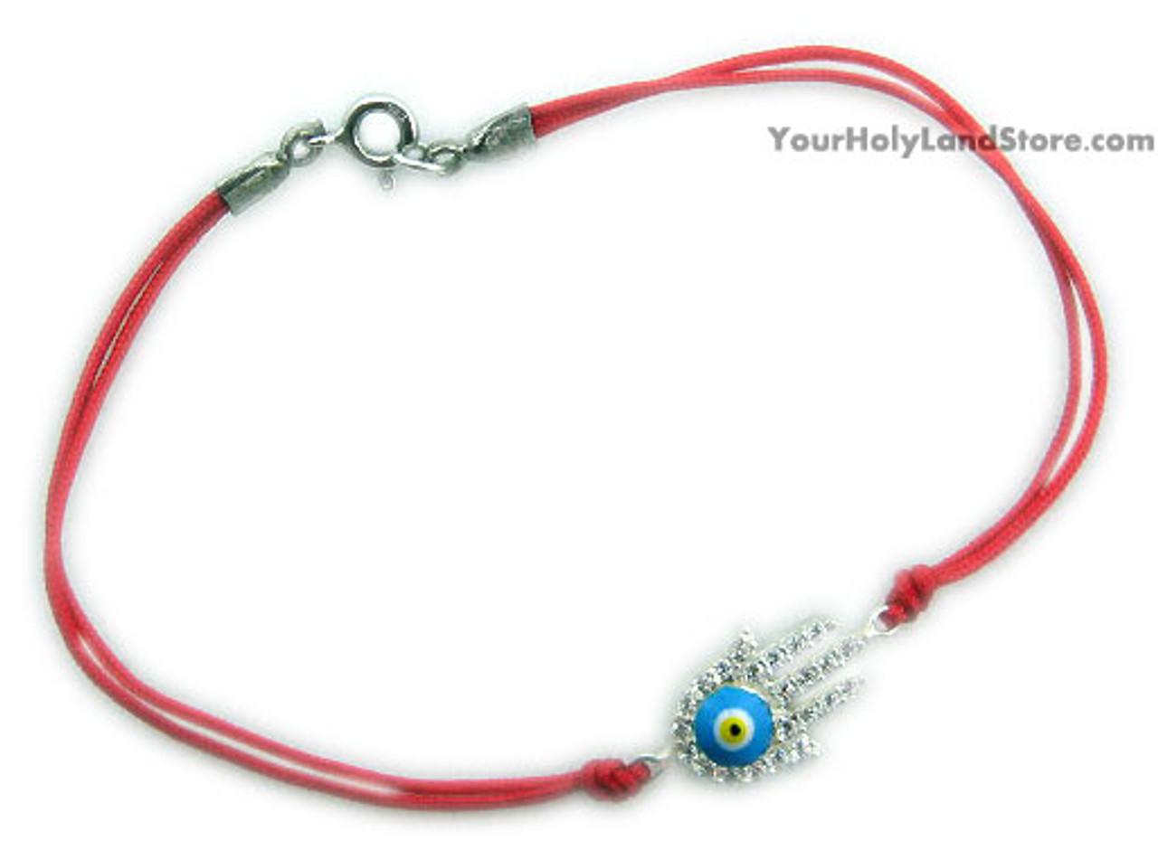 Kabbalah Red String Bracelet with Hamesh Hand