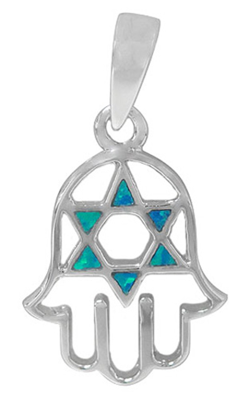 Sterling Silver Hamsa Necklace With Star of David, Jewish & Israeli Jewelry  | Judaica Web Store