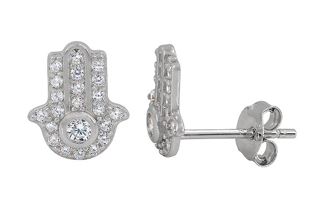 Sterling Silver Hamsa Earrings Your Holy Land Store