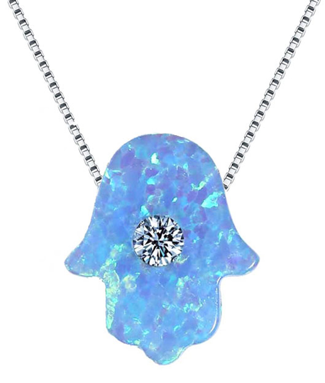 Opal Hamsa Hand Necklace