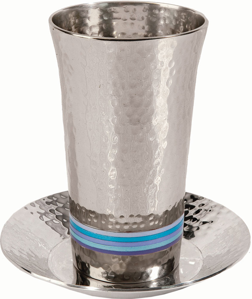 Modern Shabbat Kiddush Cup with Plate Your Holy Land Store
