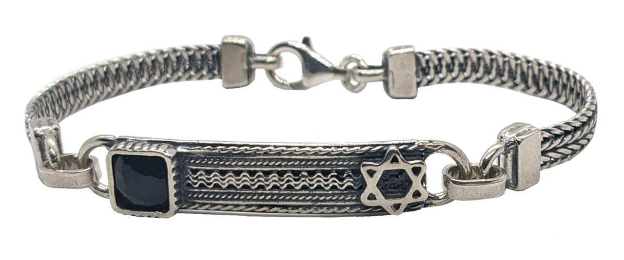 Sterling Silver Men's Bracelet with Star of David and Blessing - Your Holy  Land Store